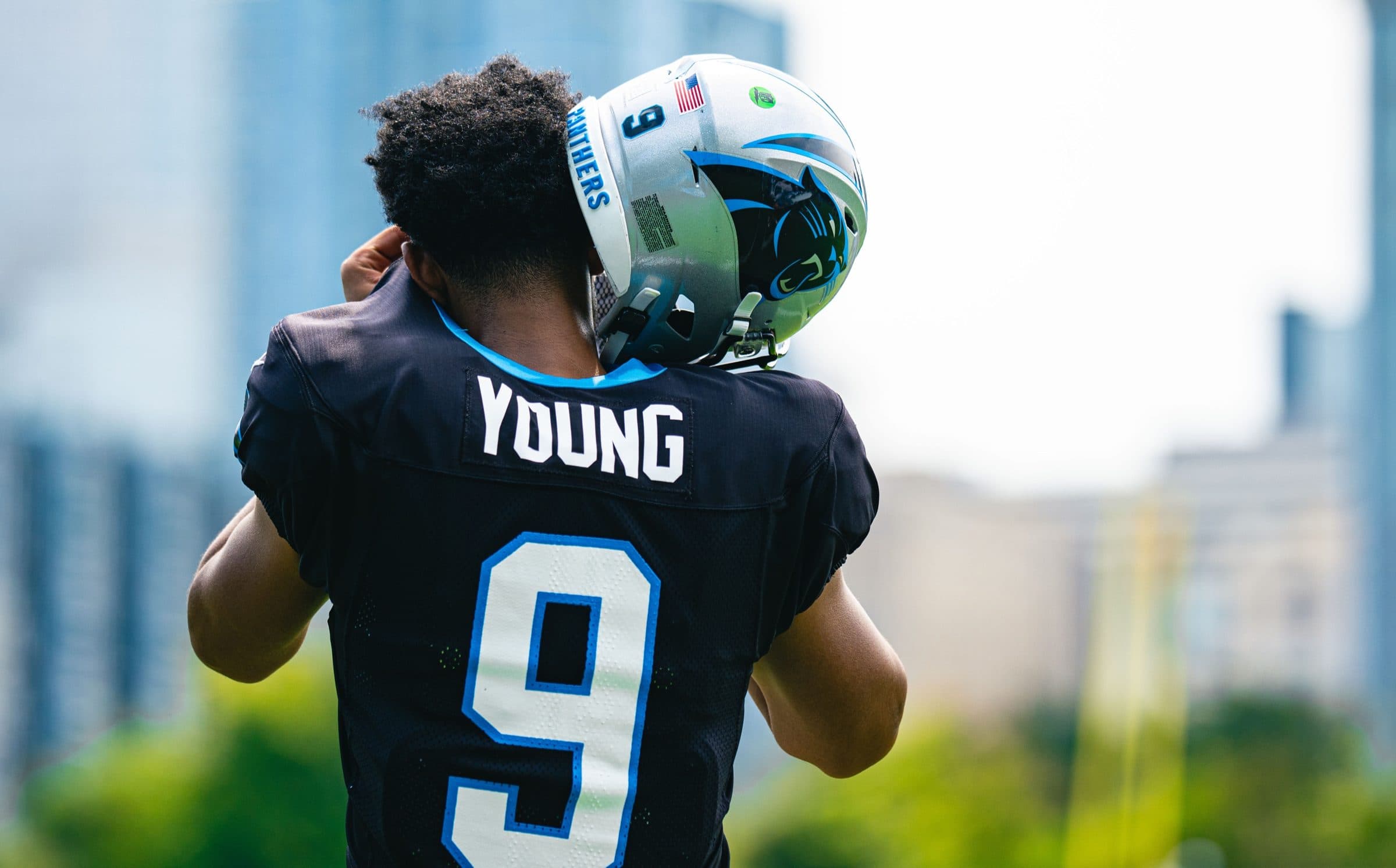 Panthers quarterback Bryce Young at 2026 training camp
