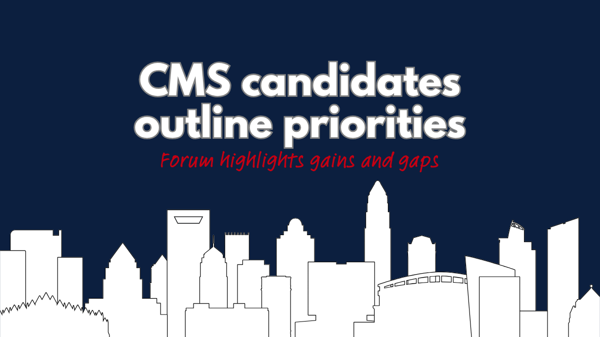 CMS Candidate Forum: Districts 1–6 discuss gains, funding, communications and policy at WFAE event