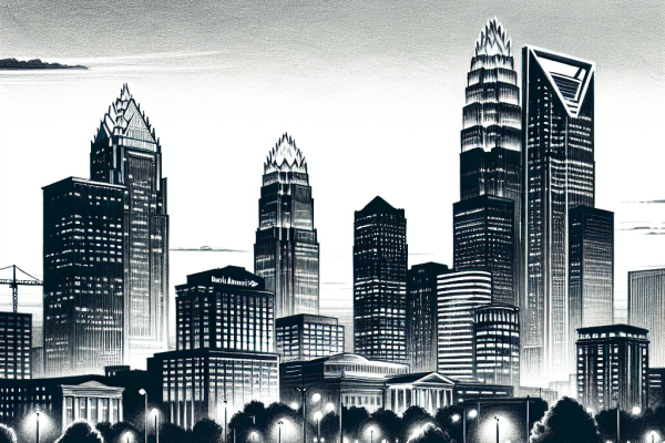 Charlotte North Carolina downtown skyline illustration