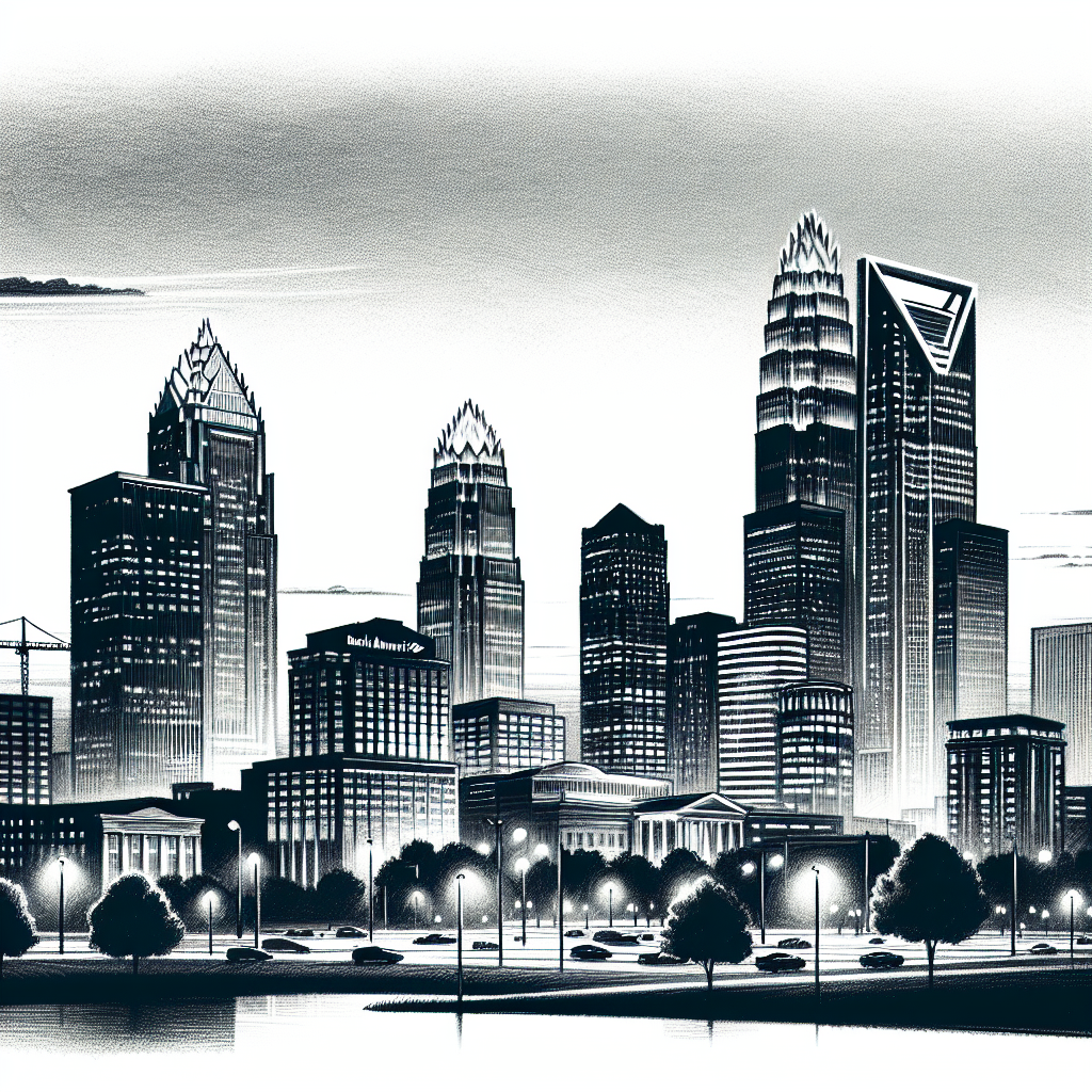 Charlotte North Carolina downtown skyline illustration